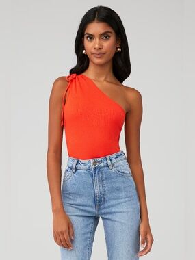 THE RANGE $128 Alloy One Shoulder Ribbed Top
